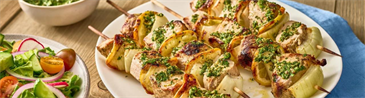 Spanish Pork Skewers with Salsa Verde